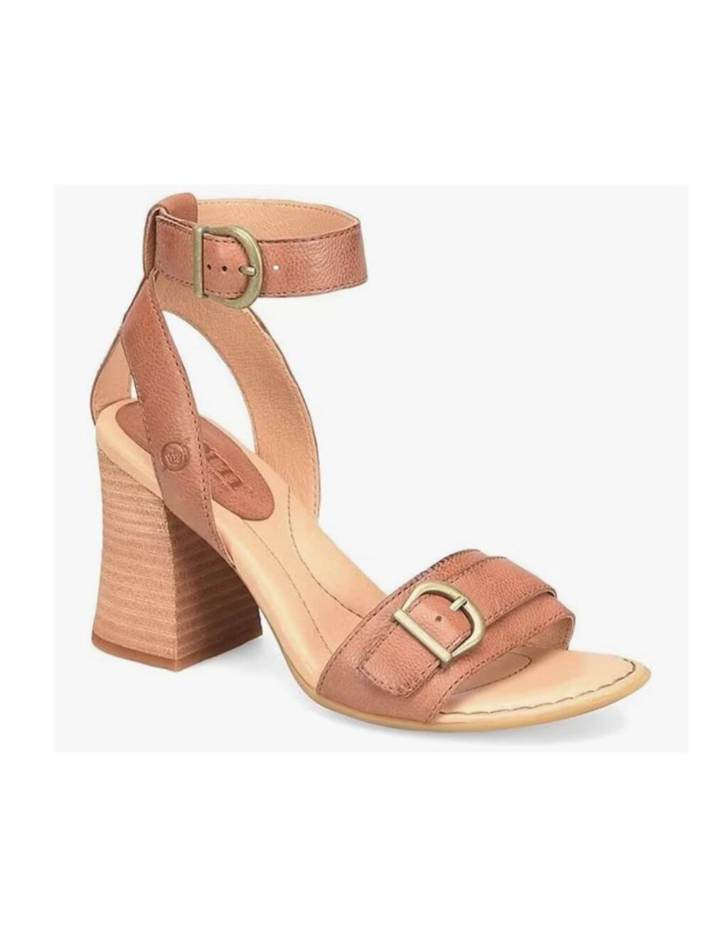 BORN Women's Tahlia Brown Leather Strap Buckle Cushion Heel Sandal Sz 10